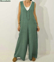 Load image into Gallery viewer, newest cotton linen Jumpsuit fashion Women casual Playsuit lady Rompers Summer Beach Casual Women Clothes largest lady clothes